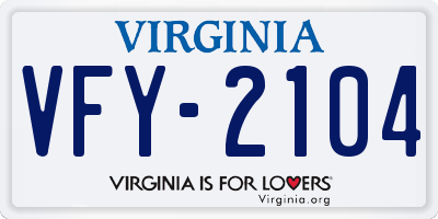 VA license plate VFY2104