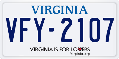 VA license plate VFY2107