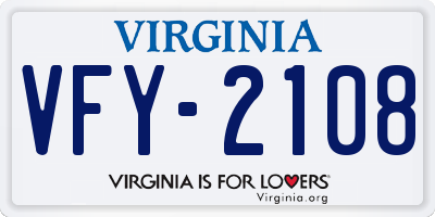 VA license plate VFY2108