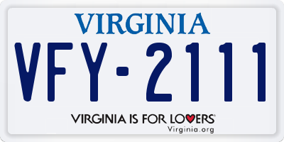 VA license plate VFY2111