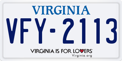 VA license plate VFY2113