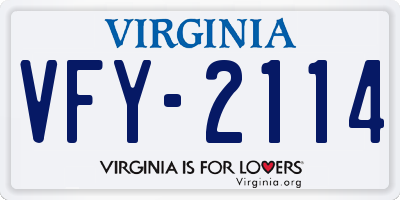 VA license plate VFY2114
