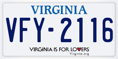 VA license plate VFY2116
