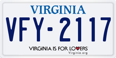 VA license plate VFY2117