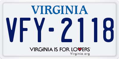 VA license plate VFY2118
