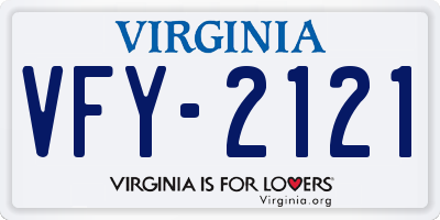 VA license plate VFY2121
