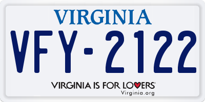 VA license plate VFY2122