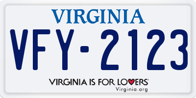 VA license plate VFY2123