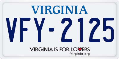 VA license plate VFY2125