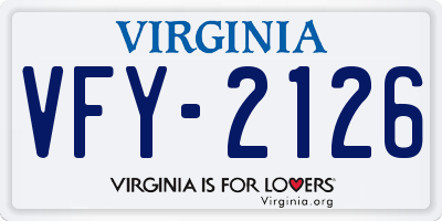 VA license plate VFY2126