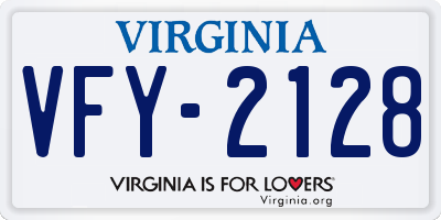 VA license plate VFY2128