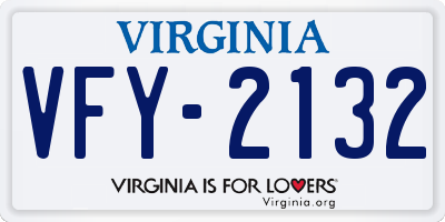 VA license plate VFY2132