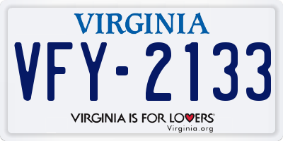 VA license plate VFY2133
