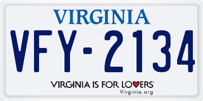 VA license plate VFY2134