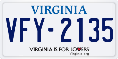 VA license plate VFY2135