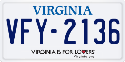VA license plate VFY2136