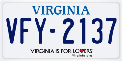 VA license plate VFY2137