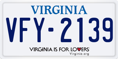 VA license plate VFY2139