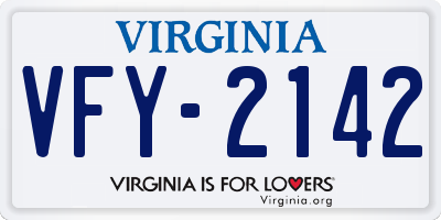 VA license plate VFY2142