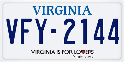 VA license plate VFY2144