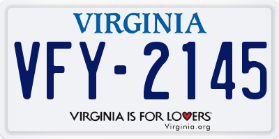 VA license plate VFY2145