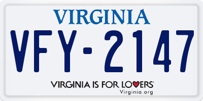 VA license plate VFY2147