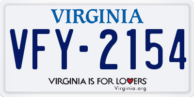 VA license plate VFY2154