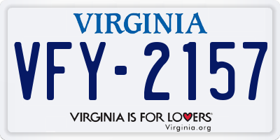 VA license plate VFY2157
