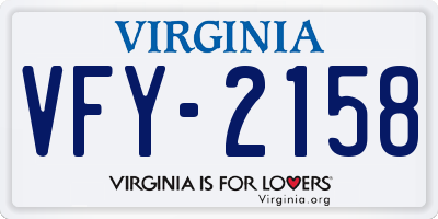 VA license plate VFY2158