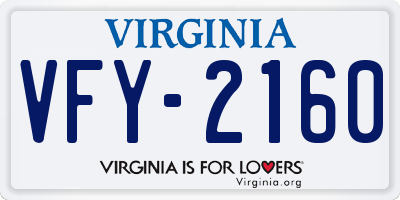 VA license plate VFY2160