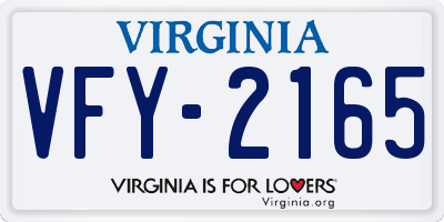 VA license plate VFY2165