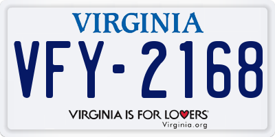 VA license plate VFY2168