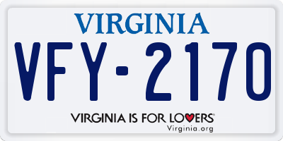 VA license plate VFY2170