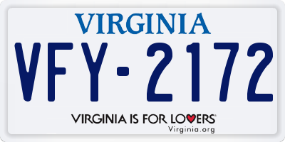 VA license plate VFY2172