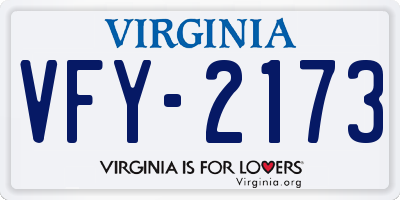 VA license plate VFY2173