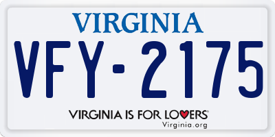 VA license plate VFY2175