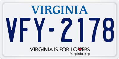VA license plate VFY2178
