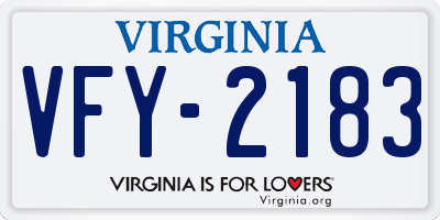 VA license plate VFY2183