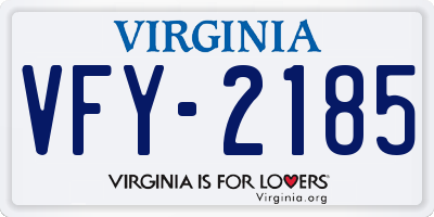 VA license plate VFY2185