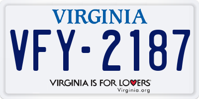 VA license plate VFY2187