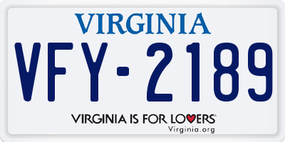 VA license plate VFY2189