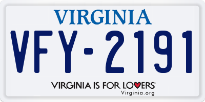 VA license plate VFY2191