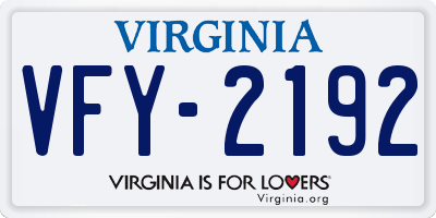 VA license plate VFY2192