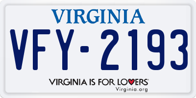 VA license plate VFY2193