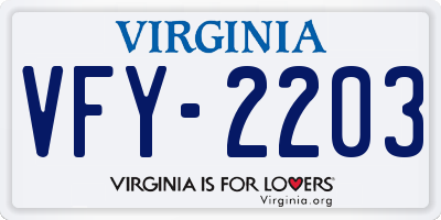 VA license plate VFY2203