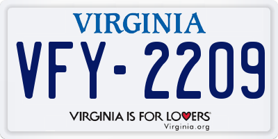 VA license plate VFY2209