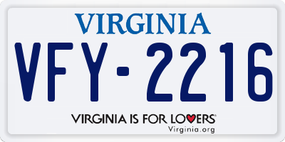 VA license plate VFY2216