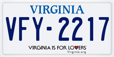 VA license plate VFY2217