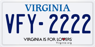 VA license plate VFY2222