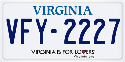 VA license plate VFY2227